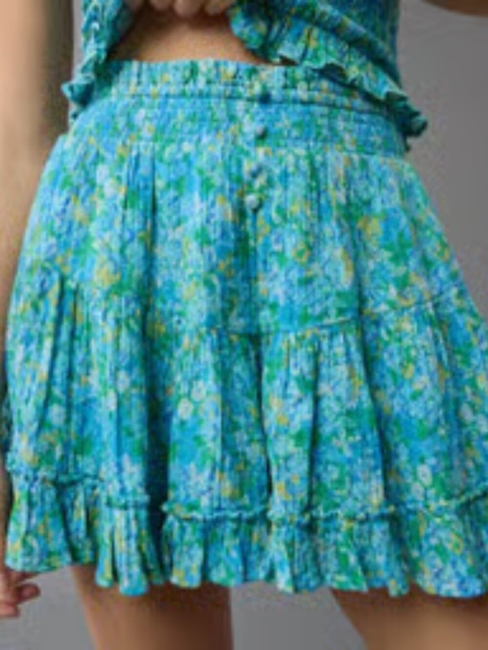 American Eagle Outfitters Blue Green Floral Short Skort/Skirt Size XL